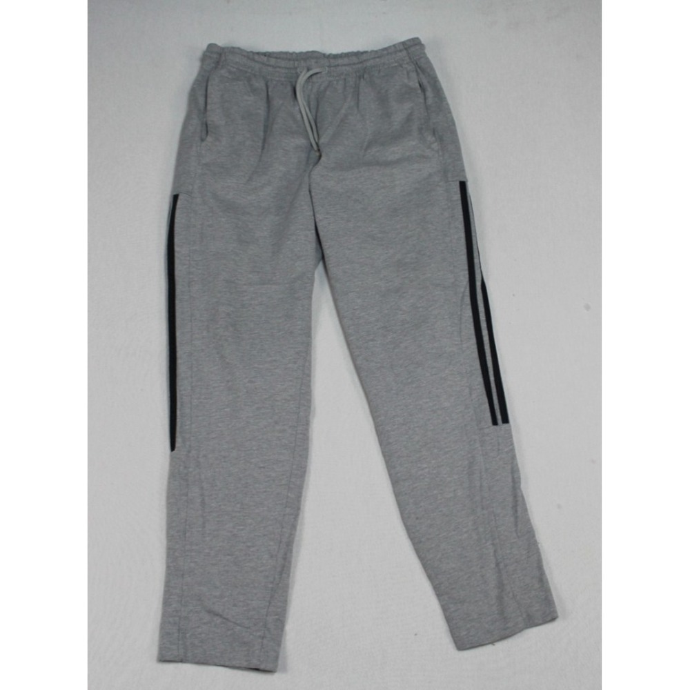 Adidas Men Gray Sweat Pants Draw Strings three Stripes Size Large